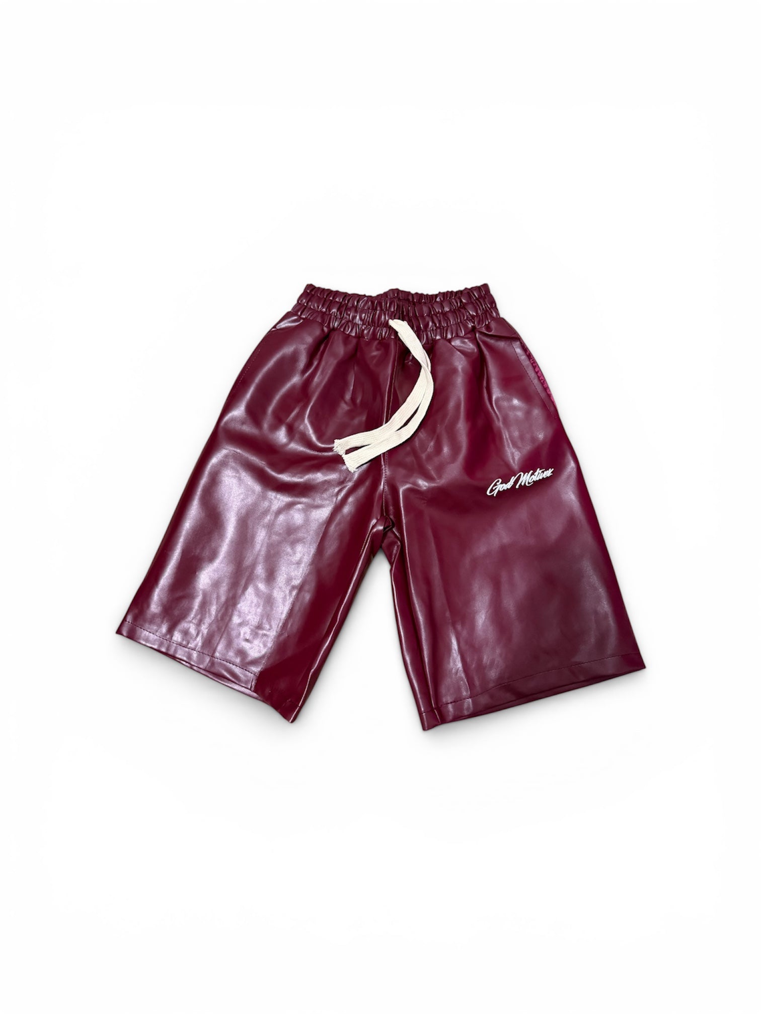 Wine G*M Leather Shorts